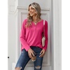 Zeagoo Long Sleeve Shirts for Women Casual V Neck Fall Tops Summer Blouses(Hot Pink)