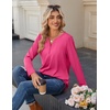 Zeagoo Long Sleeve Shirts for Women Casual V Neck Fall Tops Summer Blouses(Hot Pink)