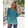 Zeagoo Long Sleeve Shirts for Women Casual V Neck Fall Tops Summer Blouses(Leaf Green)