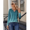 Zeagoo Long Sleeve Shirts for Women Casual V Neck Fall Tops Summer Blouses(Leaf Green)