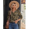 Zeagoo Long Sleeve Shirts for Women Casual V Neck Fall Tops Summer Blouses(Leaves Print)