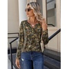 Zeagoo Long Sleeve Shirts for Women Casual V Neck Fall Tops Summer Blouses(Leaves Print)