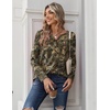 Zeagoo Long Sleeve Shirts for Women Casual V Neck Fall Tops Summer Blouses(Leaves Print)