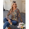 Zeagoo Long Sleeve Shirts for Women Casual V Neck Fall Tops Summer Blouses(Multicolor 721)