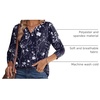 Zeagoo Long Sleeve Shirts for Women Casual V Neck Fall Tops Summer Blouses(Navy Floral 180)
