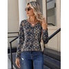 Zeagoo Long Sleeve Shirts for Women Casual V Neck Fall Tops Summer Blouses(Navy Floral 869)