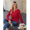 Zeagoo Long Sleeve Shirts for Women Casual V Neck Fall Tops Summer Blouses(Red)