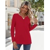 Zeagoo Long Sleeve Shirts for Women Casual V Neck Fall Tops Summer Blouses(Red)