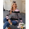 Zeagoo Long Sleeve Shirts for Women Casual V Neck Fall Tops Summer Blouses(Stripes Black Pink)