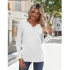 Zeagoo Long Sleeve Shirts for Women Casual V Neck Fall Tops Summer Blouses(White)