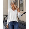 Zeagoo Long Sleeve Shirts for Women Casual V Neck Fall Tops Summer Blouses(White)