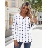 Zeagoo Long Sleeve Shirts for Women Casual V Neck Fall Tops Summer Blouses(White Geometric 599)