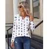 Zeagoo Long Sleeve Shirts for Women Casual V Neck Fall Tops Summer Blouses(White Geometric 599)