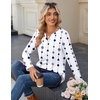 Zeagoo Long Sleeve Shirts for Women Casual V Neck Fall Tops Summer Blouses(White Geometric 599)