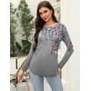 Zeagoo Long Sleeve Shirts for Women Crew Neck Casual Fall Fashion Blouses Basic Tunic Tops Dressy Work Clothes(A-grey Print-hf36)
