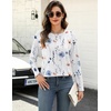 Zeagoo Long Sleeve Shirts for Women Crew Neck Casual Fall Fashion Blouses Basic Tunic Tops Dressy Work Clothes(A-white Flower-bf112)