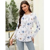 Zeagoo Long Sleeve Shirts for Women Crew Neck Casual Fall Fashion Blouses Basic Tunic Tops Dressy Work Clothes(A-white Flower-bf112)