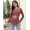 Zeagoo Long Sleeve Shirts for Women Crew Neck Casual Fall Fashion Blouses Basic Tunic Tops Dressy Work Clothes(Floral Red-mz870)