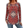 Zeagoo Long Sleeve Shirts for Women Crew Neck Casual Fall Fashion Blouses Basic Tunic Tops Dressy Work Clothes(Floral Red-mz870)
