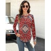 Zeagoo Long Sleeve Shirts for Women Crew Neck Casual Fall Fashion Blouses Basic Tunic Tops Dressy Work Clothes(Floral Red-mz870)