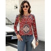Zeagoo Long Sleeve Shirts for Women Crew Neck Casual Fall Fashion Blouses Basic Tunic Tops Dressy Work Clothes(Floral Red-mz870)