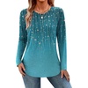Zeagoo Long Sleeve Shirts for Women Crew Neck Casual Fall Fashion Blouses Basic Tunic Tops Dressy Work Clothes(Green Leave-xh363)