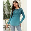 Zeagoo Long Sleeve Shirts for Women Crew Neck Casual Fall Fashion Blouses Basic Tunic Tops Dressy Work Clothes(Green Leave-xh363)