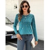 Zeagoo Long Sleeve Shirts for Women Crew Neck Casual Fall Fashion Blouses Basic Tunic Tops Dressy Work Clothes(Green Leave-xh363)