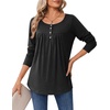 Zeagoo Long Sleeve Shirts for Women Dressy Casual Blouses Loose Tunic Tops(Black)