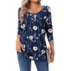 Zeagoo Long Sleeve Shirts for Women Dressy Casual Blouses Loose Tunic Tops(Blue Flower-bf318)