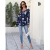 Zeagoo Long Sleeve Shirts for Women Dressy Casual Blouses Loose Tunic Tops(Blue Flower-bf318)