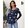 Zeagoo Long Sleeve Shirts for Women Dressy Casual Blouses Loose Tunic Tops(Blue Flower-bf318)