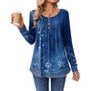 Zeagoo Long Sleeve Shirts for Women Dressy Casual Blouses Loose Tunic Tops(Blue Flower-mz845)