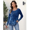 Zeagoo Long Sleeve Shirts for Women Dressy Casual Blouses Loose Tunic Tops(Blue Flower-mz845)