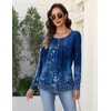 Zeagoo Long Sleeve Shirts for Women Dressy Casual Blouses Loose Tunic Tops(Blue Flower-mz845)