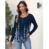 Zeagoo Long Sleeve Shirts for Women Dressy Casual Blouses Loose Tunic Tops(Blue Print-sf119)