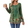 Zeagoo Long Sleeve Shirts for Women Dressy Casual Blouses Loose Tunic Tops(Green Flower-mz839)
