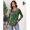 Zeagoo Long Sleeve Shirts for Women Dressy Casual Blouses Loose Tunic Tops(Green Flower-mz839)