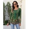 Zeagoo Long Sleeve Shirts for Women Dressy Casual Blouses Loose Tunic Tops(Green Flower-mz839)