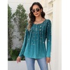 Zeagoo Long Sleeve Shirts for Women Dressy Casual Blouses Loose Tunic Tops(Green Leave-xh363)