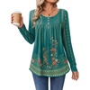 Zeagoo Long Sleeve Shirts for Women Dressy Casual Blouses Loose Tunic Tops(Green Print-mz871)