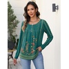 Zeagoo Long Sleeve Shirts for Women Dressy Casual Blouses Loose Tunic Tops(Green Print-mz871)