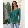 Zeagoo Long Sleeve Shirts for Women Dressy Casual Blouses Loose Tunic Tops(Green Print-mz871)