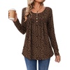 Zeagoo Long Sleeve Shirts for Women Dressy Casual Blouses Loose Tunic Tops(Leopard-an427)