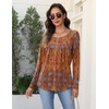 Zeagoo Long Sleeve Shirts for Women Dressy Casual Blouses Loose Tunic Tops(Orange-mz836)