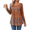 Zeagoo Long Sleeve Shirts for Women Dressy Casual Blouses Loose Tunic Tops(Orange-mz836)