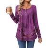 Zeagoo Long Sleeve Shirts for Women Dressy Casual Blouses Loose Tunic Tops(Purple Flower-mz841)