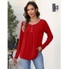Zeagoo Long Sleeve Shirts for Women Dressy Casual Blouses Loose Tunic Tops(Red)