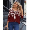 Zeagoo Long Sleeve Shirts for Women Dressy Casual Blouses Loose Tunic Tops(Red Flower-sf186)