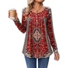 Zeagoo Long Sleeve Shirts for Women Dressy Casual Blouses Loose Tunic Tops(Red Print-mz870)